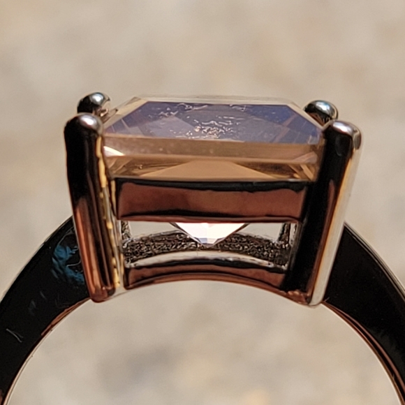 Morganite Princess Cut Sterling Silver Ring - Picture 8 of 9